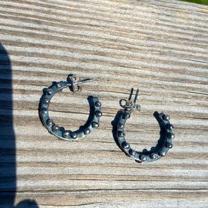 Sterling silver studded hoops